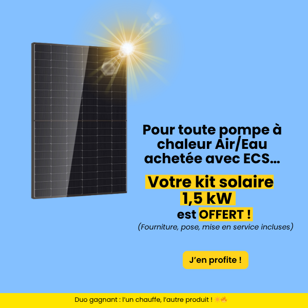 Carré _ offre du moment : pour tout projet de pompe à chaleur Air/Eau, un kit photovoltaïque offert !