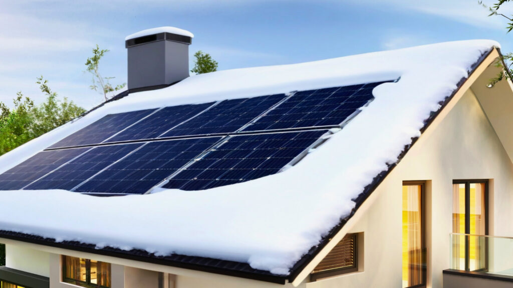 Panneaux solaires photovoltaïques sous la neige