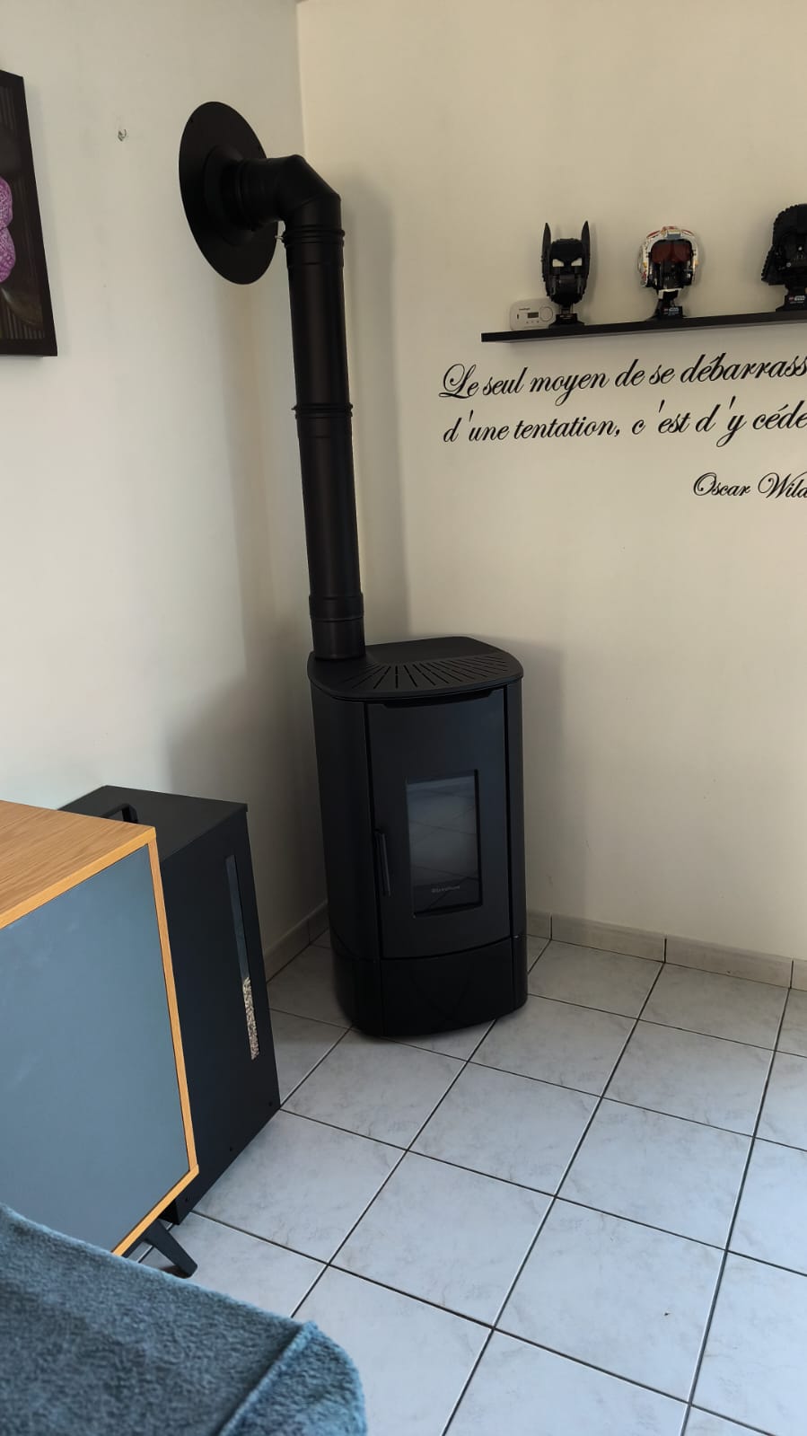 Installation d’un poêle à granulés Angy, Extraflame, à Haisnes