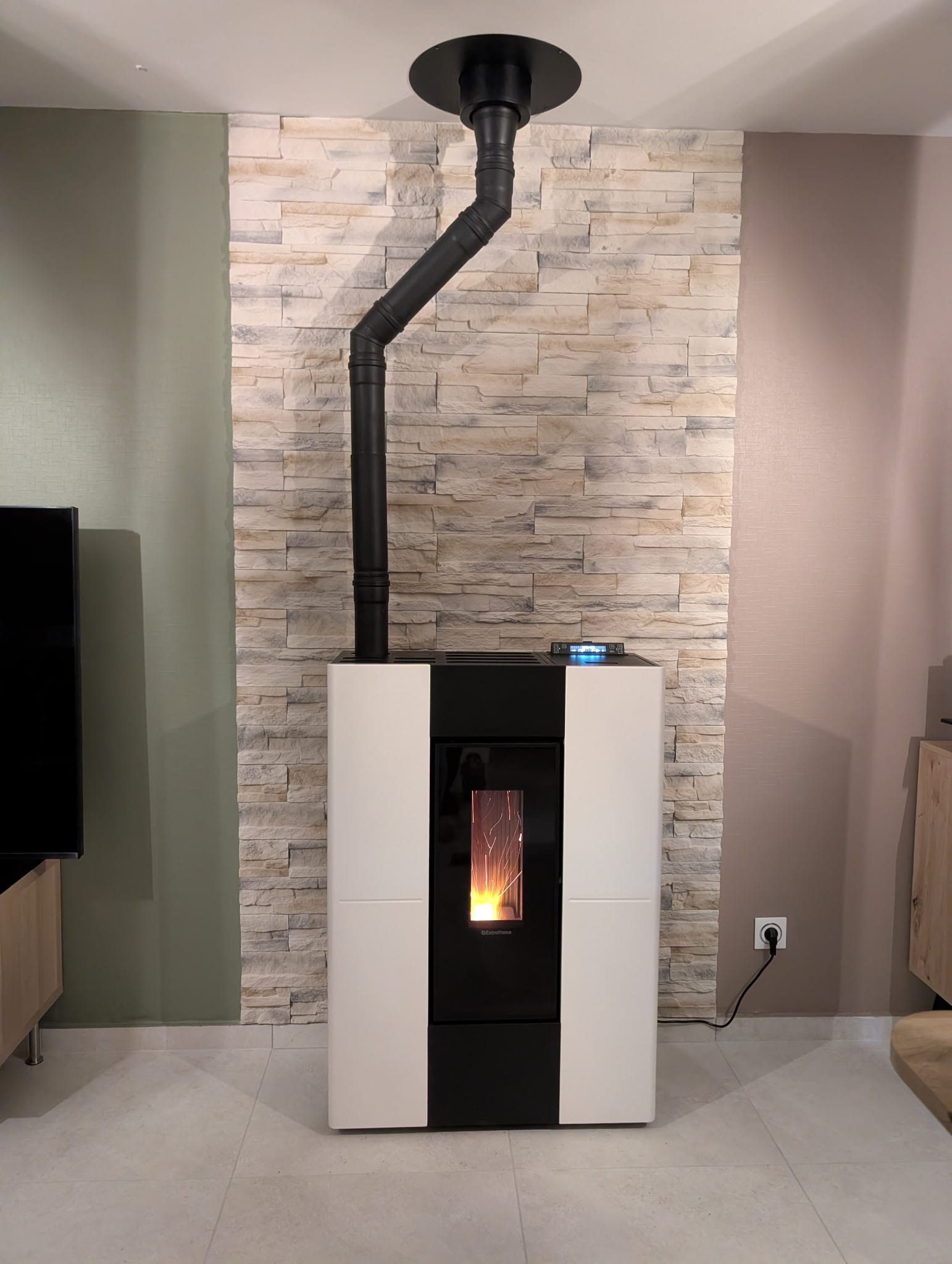 Pose d'un poêle à granulés Marilena à Oignies