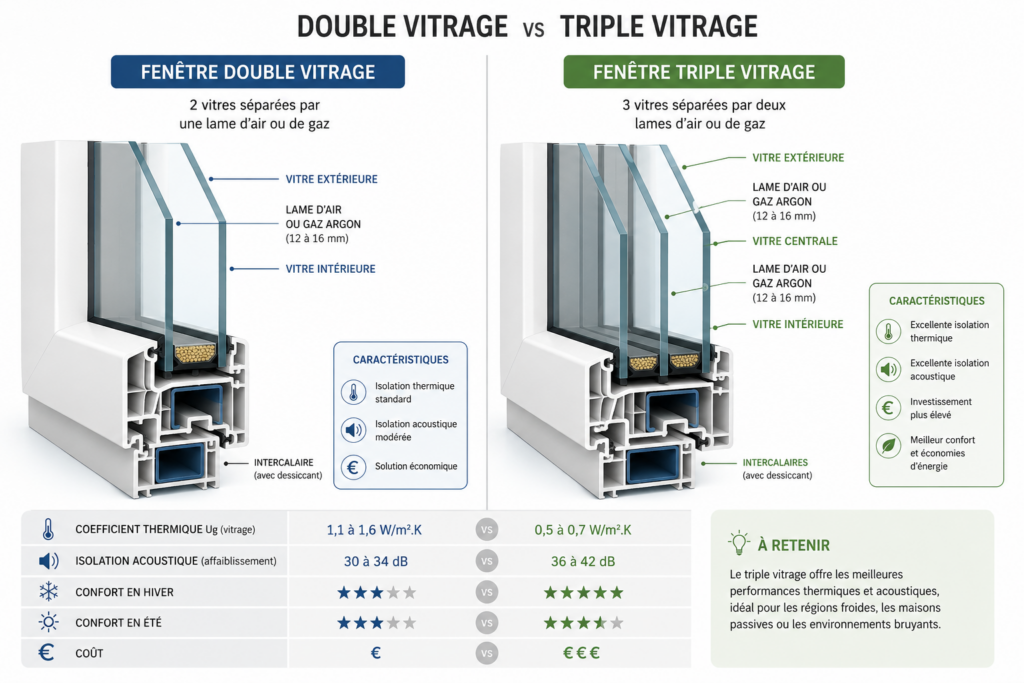 Double vitrage versus triple vitrage, comparaison